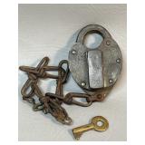 Antique JHW Climax Co Heart Shape Padlock w/ Key