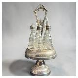 Antique SilverPlate Glass Cruet Condiment Set