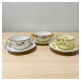 3 VTG Cream/ Bouillon Cups w/ Saucers