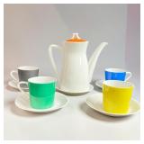 MCM Coffee Pot w/ 4 Cups & 5 Saucers