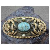 Beautiful Antique Peking Stone Brass Filigree