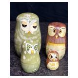 HAND PAINTED WOOD NESTING OWLS