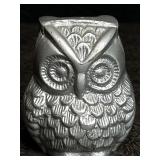 SILVER TONED METAL OWL FIGURE