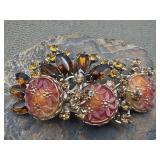 Striking Vintage Molded Art & Amber Rhinestones
