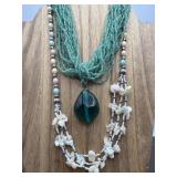 Seed Beads Polished Stone & MOP Shells Necklaces