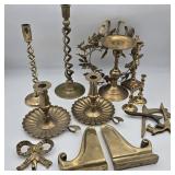 Vintage Brass Candle Holders & Decor Lot