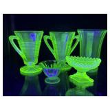 5 pcs. Uranium Glass : Anchor Hocking Rings Cream