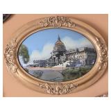 Antique Reverse Painting Capitol Bldg Bubble Glass