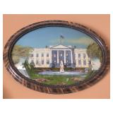 Antique Reverse Painting White House Bubble Glass