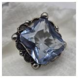 SZ. 7, STERLING SILVER BLUE STONE RING