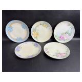 5 VTG Hand Painted Bread Plates