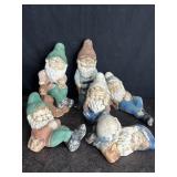 6 CERAMIC GNOMES BEEN GUARDING A GARDEN FOR A