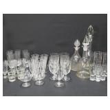 Lot of Barware, Etched Glasses & Stems +