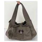 B. Makowsky Grey Pebbled Leather Slouch Hobo Bag 2