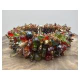 Colorful Beaded Cuff Bracelet & 925 Slider Clasp