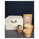 4 WOOD TRINKET BOXES W/ JAPANESE GIRL