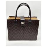 FAUX LEATHER FILE PURSE TOTE