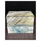 FAUX MARBLE GLASS DRESSER/TRINKET BOXES