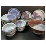 32 Pcs. Hand Made Pottery Dish Ware , Signed