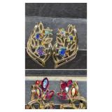 Coro Vintage Leaf Clip On Earrings Blue Aurora