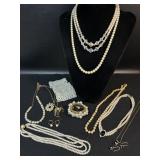 Vintage Pearl Jewelry Necklaces Bracelets + Black