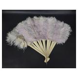 Antique Ivory Handled Ostrich Plume Fan TLC