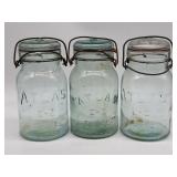 Vtg Atlas E-Z Seal Canning Jars Blue w/ Glass Lid