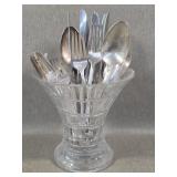 Crystal Vase & Silver Plate Flatware