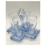 Cambridge Glass Blue Bridge Card Tumbler Tray
