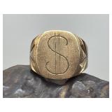 10k Yellow Gold Ring with $ Engraved 17.8g
