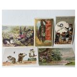 5 Antique Advertising Cards