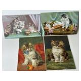 4 Antique Cat Postcards 2 D. Merlin 2 Tuckï¿½s All