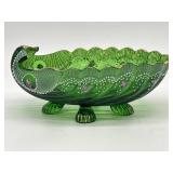 EAPG Green Hand Painted Footed Shell Shaped