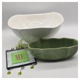USA POTTERY PLANTER, WHITE CERAMIC BOWL & ME WALL