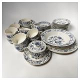 30+ Pieces VTG Blue Onion Dishes Shows Wear &