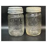 2 Jumbo Peanut Butter 1 lb. Jars Vintage