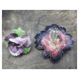 Cloisonnï¿½ & Royal Adderley Flower Brooch Pins