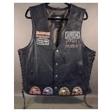 Harley-Davidson Leather Vest w/ Sturgis Patches L