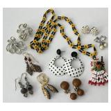 Vintage Earrings & Beaded Necklace Costume
