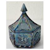 Blue Carnival Indiana Glass Colonial Eagle Candy