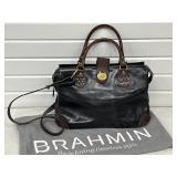 BRAHMIN Tuscan Black Satchel Bag with Pecan