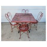 Vtg Ice Cream Parlor Table & Chairs