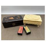 Japanese Black Lacquer Box, Vintage Celluloid