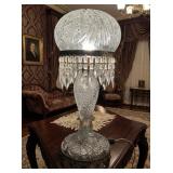 Large Vintage Cut Glass Parlor Lamp w/ Mushroom