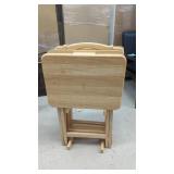 5 Piece Wood Finish TV Tray Set (4 Trays, 1