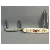 2 Pocket Knives : Vintage Key Chain Size , Frost