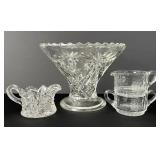 Anchor Hocking Punch Bowl Base, EAPG Creamer &
