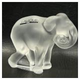 Lalique France Timora Frosted Crystal Elephant