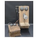 Two Antique Wall Mount Telephones w/ Insides