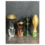 4 VINTAGE SOLID GLASS DECANTER BOTTLE STOPPERS